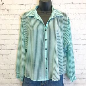 Lucca Couture mint striped button down Blouse XS 